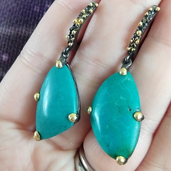 Turquoise sterling silver earrings - Picture 7 of 8